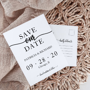 Modern Minimalist Wedding Save The Date Postcard