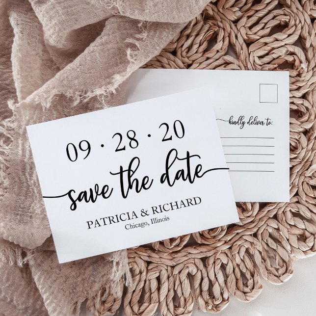 Modern Minimalist Wedding Save The Date Postcard (Creator Uploaded)