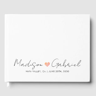 Modern Minimalist Wedding Script Heart Guest Book
