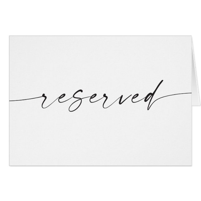 Modern Minimalist Wedding | Script Reserved Sign (Front Horizontal)