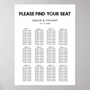 Modern minimalist wedding seating chart