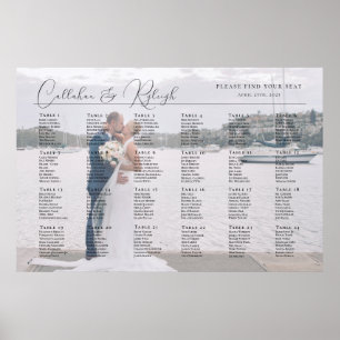 Modern minimalist wedding seating chart, 24 tables poster