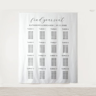 Modern Minimalist Wedding Seating Chart Tapestry