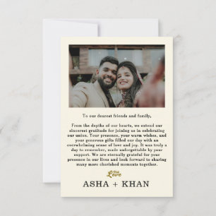 Modern Minimalist Wedding Single Photo Thank You Card