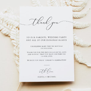 Modern Minimalist Wedding Table Thank You Cards
