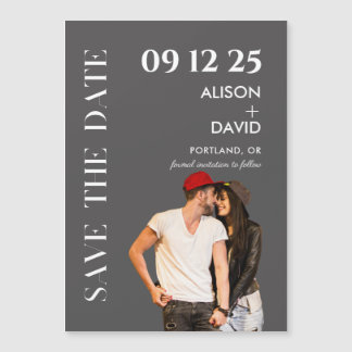 Modern Minimalist Wedding Template Save The Date  Magnetic Invitation