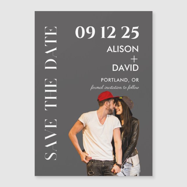 Modern Minimalist Wedding Template Save The Date  Magnetic Invitation (Front)