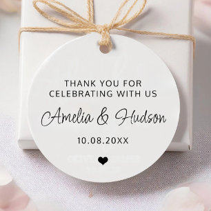 Modern Minimalist Wedding Thank You Bridal Shower Favour Tags