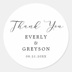 Modern Minimalist Wedding Thank You Classic Round Sticker