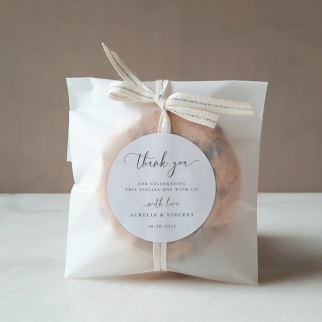 Modern Minimalist Wedding Thank You Classic Round Sticker (Creator Uploaded)