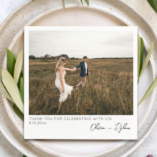 Modern Minimalist Wedding Thank You Custom Photo Napkin