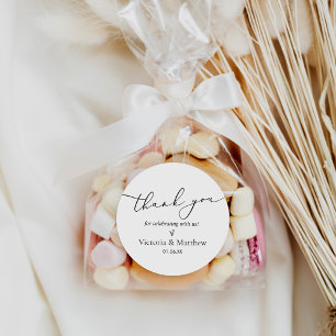 Modern Minimalist Wedding Thank You Favour  Classic Round Sticker