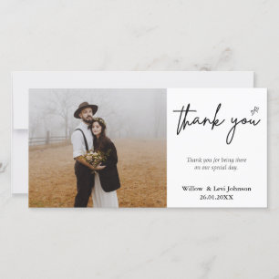Modern Minimalist Wedding Thank You Photo Card