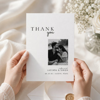 Modern Minimalist Wedding Thank You Photo Card