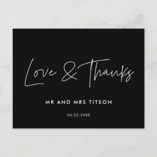 Modern minimalist wedding thank you postcard