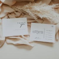 Modern Minimalist Wedding Thank You Postcard