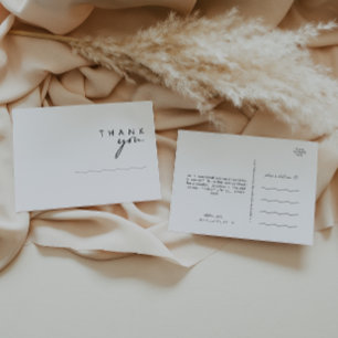 Modern Minimalist Wedding Thank You Postcard