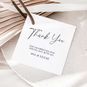 Modern Minimalist Wedding Thank You Square Favour Tags