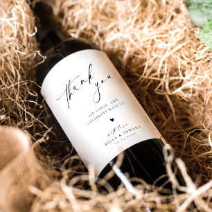 Modern Minimalist Wedding Thank You Wine Label