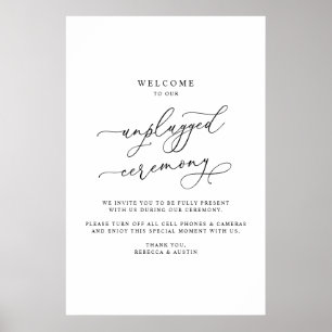 Modern Minimalist Wedding Unplugged Ceremony Poster