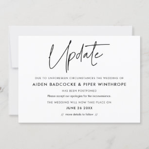 Modern minimalist wedding update card