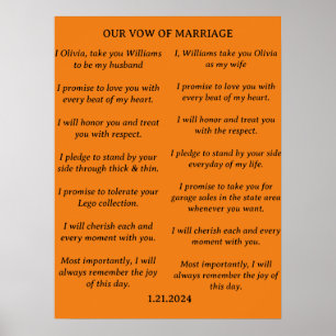 MODERN MINIMALIST WEDDING VOWS BRIDE & GROOM POSTER