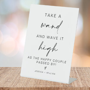 modern minimalist wedding wand send off sign