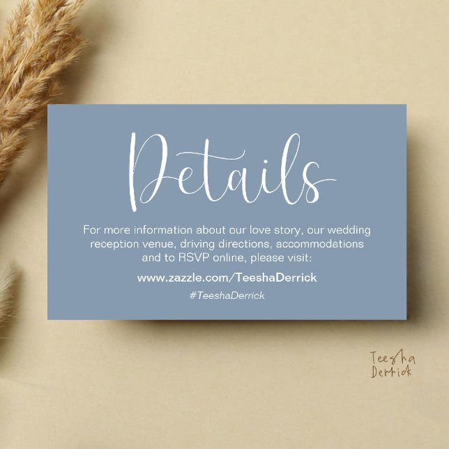 Modern Minimalist Wedding Website RSVP Details Enclosure Card (Modern Minimalist Wedding Website RSVP Details Enclosure Card in dusty blue)