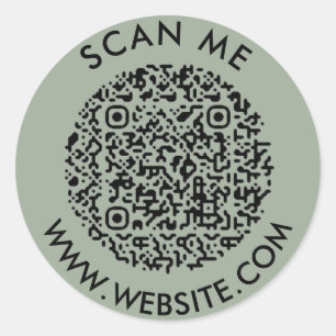 Modern Minimalist Wedding Website Scan me qr code Classic Round Sticker