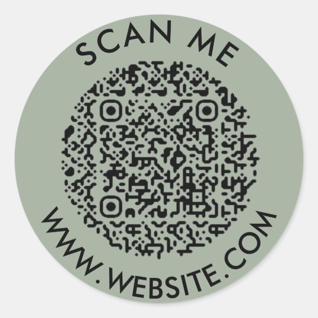 Modern Minimalist Wedding Website Scan me qr code Classic Round Sticker (Front)