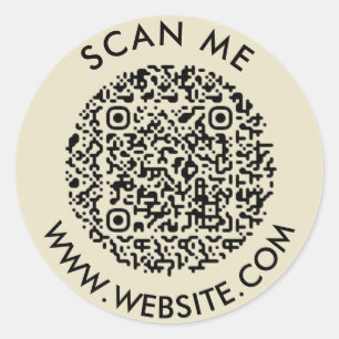 Modern Minimalist Wedding Website Scan me qr code Classic Round Sticker