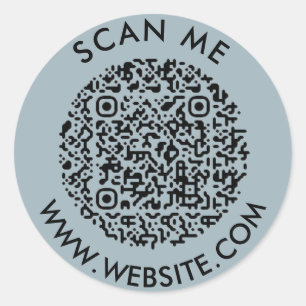 Modern Minimalist Wedding Website Scan me qr code Classic Round Sticker