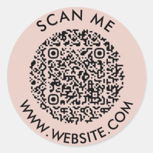 Modern Minimalist Wedding Website Scan me qr code Classic Round Sticker