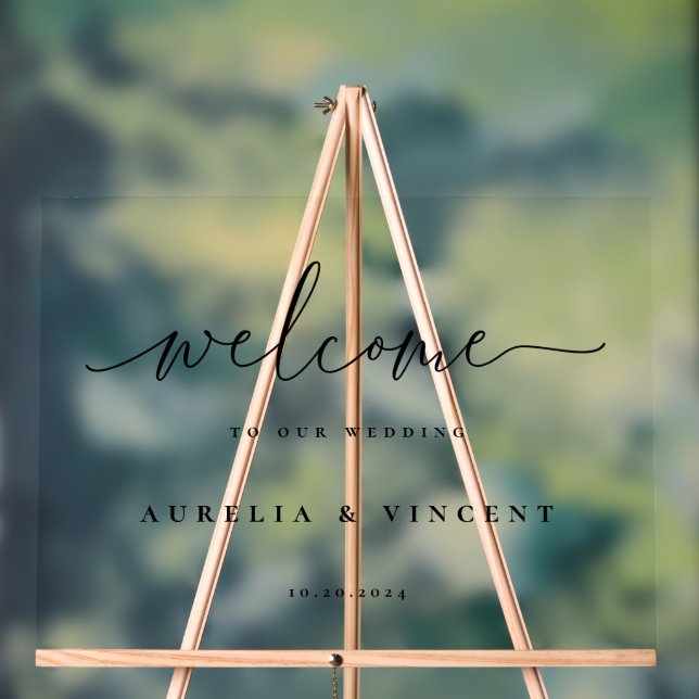 Modern Minimalist Wedding Welcome Acrylic Sign (Neutral)