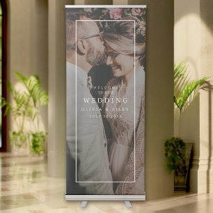 Modern Minimalist Wedding Welcome Photo Overlay Retractable Banner