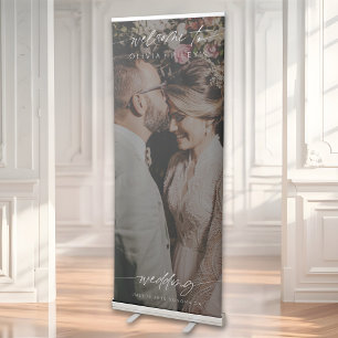 Modern Minimalist Wedding Welcome Photo Overlay Retractable Banner