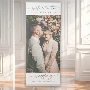 Modern Minimalist Wedding Welcome Photo Retractab Retractable Banner