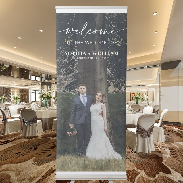 Modern Minimalist Wedding Welcome Photo Retractable Banner (Creator Uploaded)