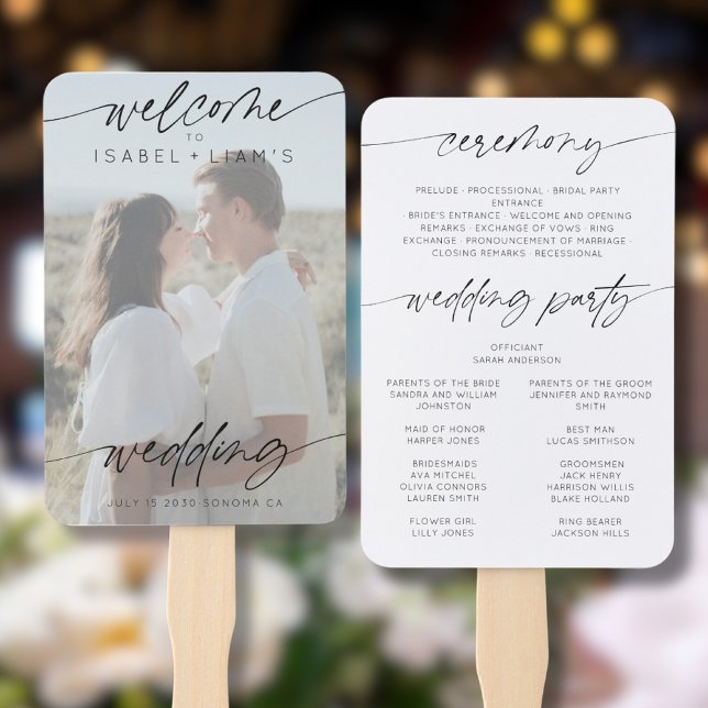 Modern Minimalist Wedding Welcome | White Photo Hand Fan (Creator Uploaded)
