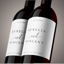 Modern Minimalist Wedding Wine Label