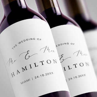 Modern Minimalist Wedding Wine Label