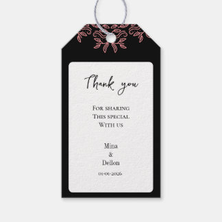 Modern minimalist wedding with flower black gift tags