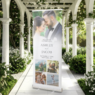 Modern Minimalist Welcome Photo Wedding Retractable Banner