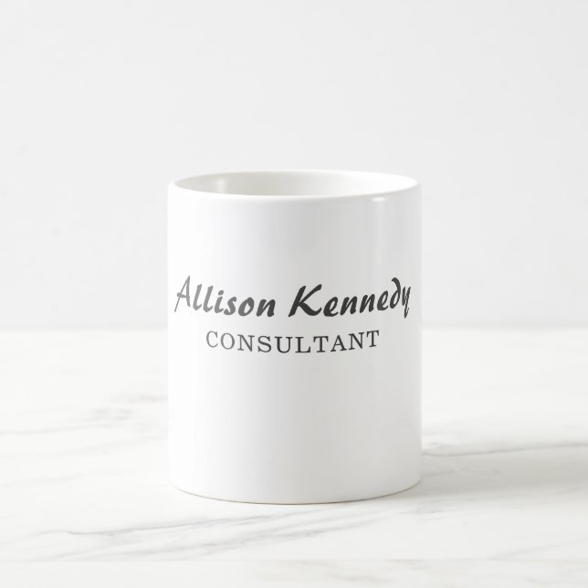 Modern Minimalist White Add Your Name Profession Coffee Mug (Center)