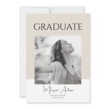 Modern Minimalist White and Brown Photo Graduation