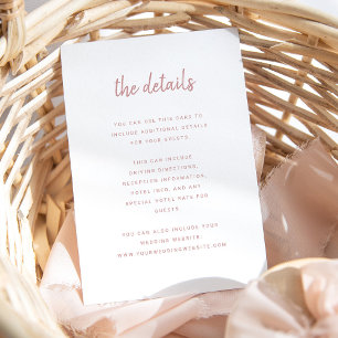 Modern Minimalist White and Dusty Rose    Details Enclosure Card