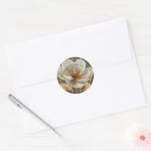 Modern Minimalist White and Gold Wedding Sticker