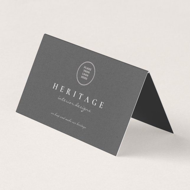 Modern Minimalist White and Grey Logo Business Card (Front)