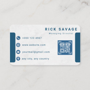 Modern Minimalist White and Navy Blue Graphics Business Card