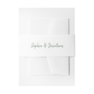 Modern Minimalist White and Sage Green Wedding Invitation Belly Band